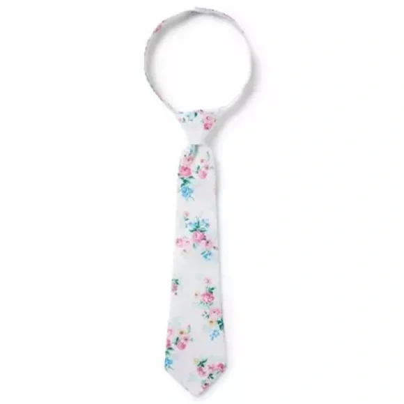 NWT Jack and Janie boys Velcro white floral tie 2t - 5 - Picture 1 of 7